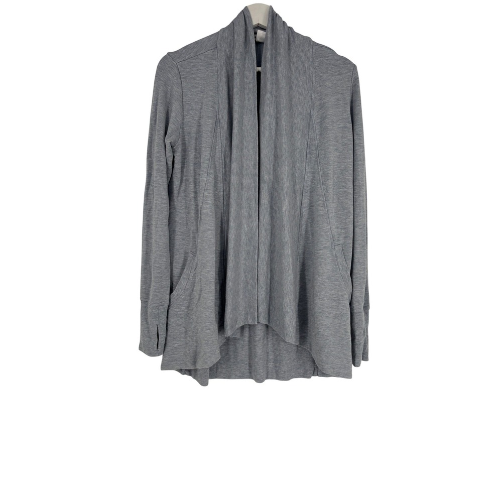 Athleta Cardigan Womens XS‎ Gray Pranayama Wrap Open Front Thumbholes Pocket